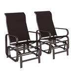 Gliding Lounger Chair Set of 2, Single Rockers with Lightweight Metal & Mesh Construction, Brown