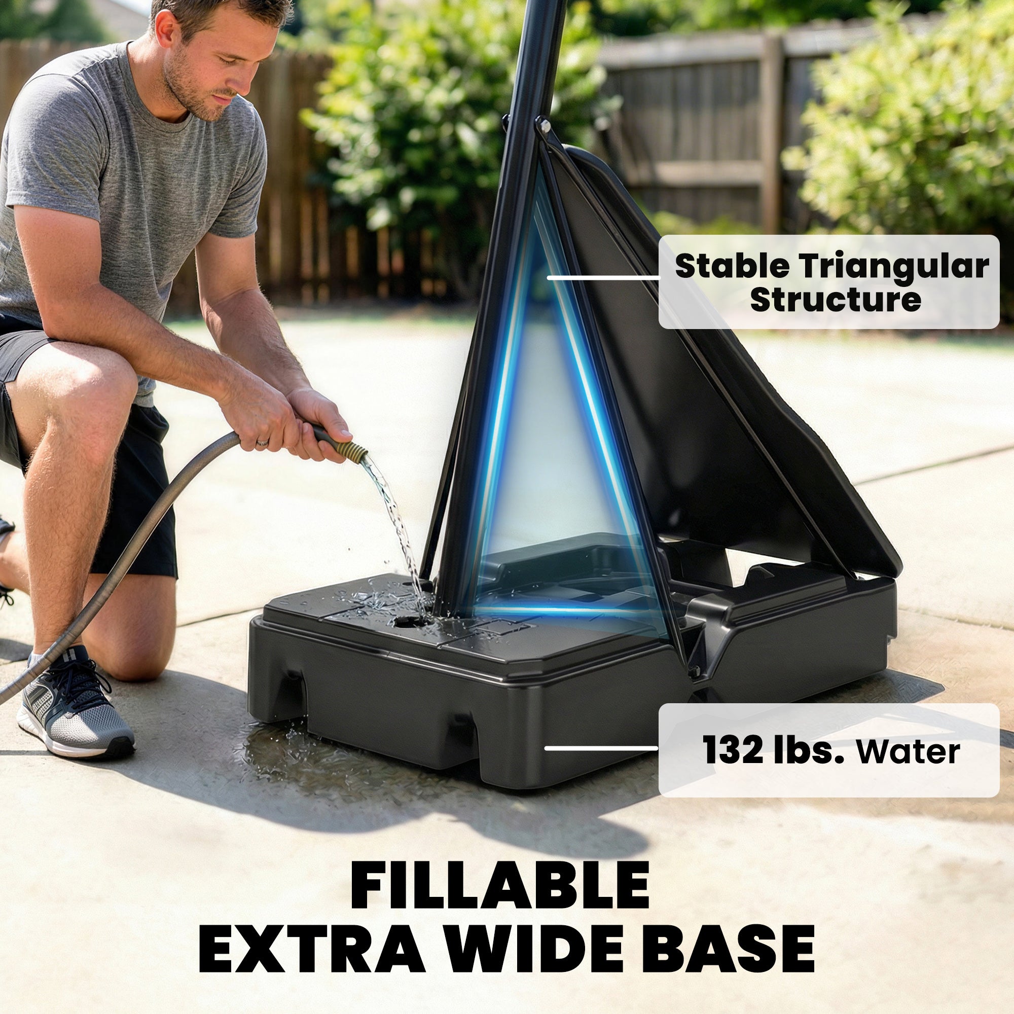 Portable Basketball Hoop Outdoor, 8-10ft Adjustable Basketball Goal, 43 Inch Shatterproof Backboard, Hand-Crank Lift