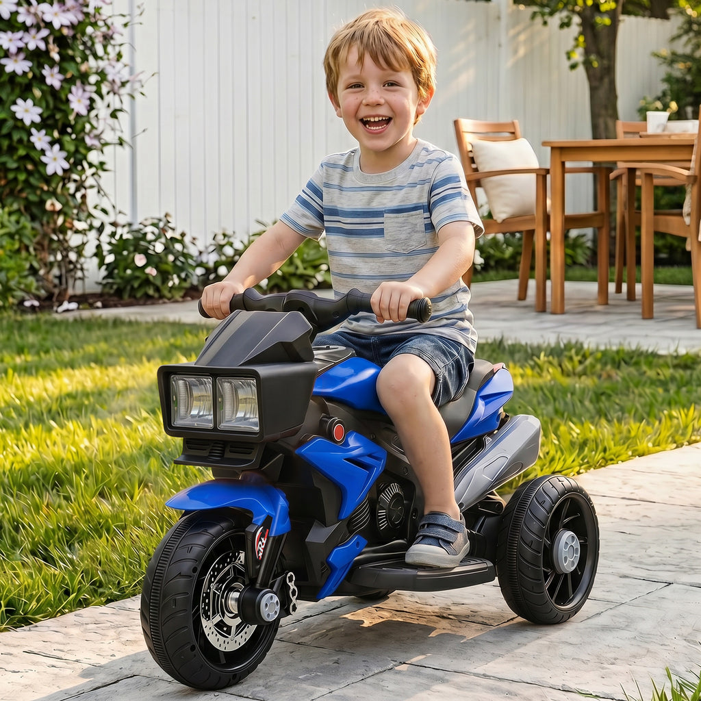 6V Kids Motorcycle, Battery-Operated Mini Electric Motorbike with Forward/Reverse Switch, Horn, Blue