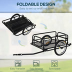 Bike Trailer, Foldable Bicycle Trailer with16 Inch Pneumatic Tire, Universal Coupler, Foldable Frame and Safe Reflectors Design, Large Load Capacity, Black