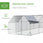 Large Chicken Coop Metal Chicken Run with Waterproof and Anti-UV Cover, Flat Shaped Walk in Fence Cage Hen House for Outdoor and Yard Farm Use, 1" Tube Diameter, 9.2' x 24.9' x 6.4'