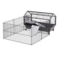 Rolling Metal Rabbit, Guinea Pig, or Small Animal Hutch Cage with Main House and Run