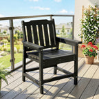 All-Weather Patio Chair, HDPE Patio Dining Chair, Heavy Duty Wood-Like Outdoor Furniture for Garden, Backyard, Deck, Porch, Lawn, Black