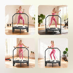 40" Foldable Mini Trampoline, Rebounder Trampoline for Adults with Adjustable Foam Handle, Black