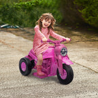 Ride On Motorcycle, 6V Ride on Bubble Car, 3 Wheeled Electric Motorcycle for Kids w/ LED Headlight, Music, Pink