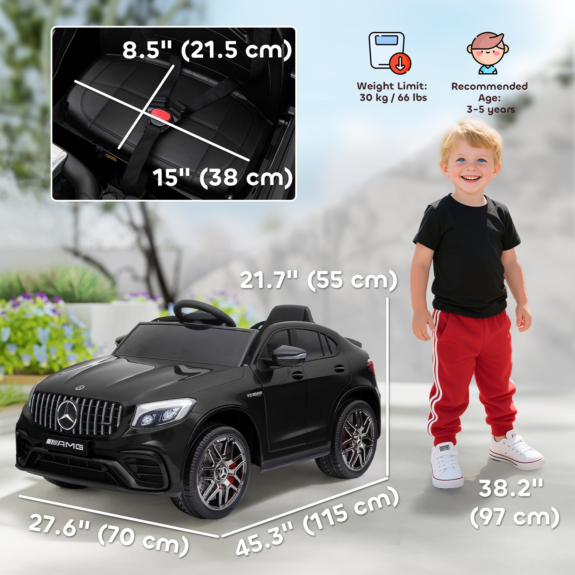 Toddler Ride On Car ( AMG GLC63S Coupe) Electric Kids Ride On Car with 2 Speed, MP3 Player, Light, Horn, Songs, Suspension - Fun for Toddlers and Kids - Black