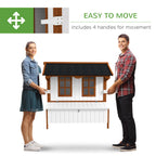 47" Chicken Coop, Wooden Chicken House Raised Rabbit Hutch with Waterproof Roof, Nesting Box and Handles for 3-5 Hens, Poultry Cage Portable Hen Pen for Backyard