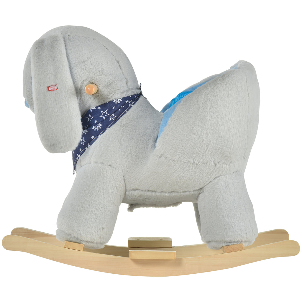 Kids Ride-On Rocking Horse Toy Bunny Rocker with Fun Play Music & Soft Plush Fabric for Children 18-36 Months