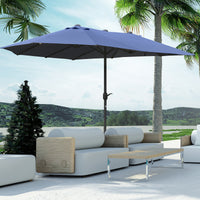 Double-Sided Patio Umbrella, Rust-Resistant Steel, Poolside Shade, Dark Blue