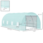 20' x 10' x 7' Walk-In Tunnel Greenhouse with Zippered Door & 8 Mesh Windows, Large Garden Green House Kit, Galvanized Steel Frame, Green