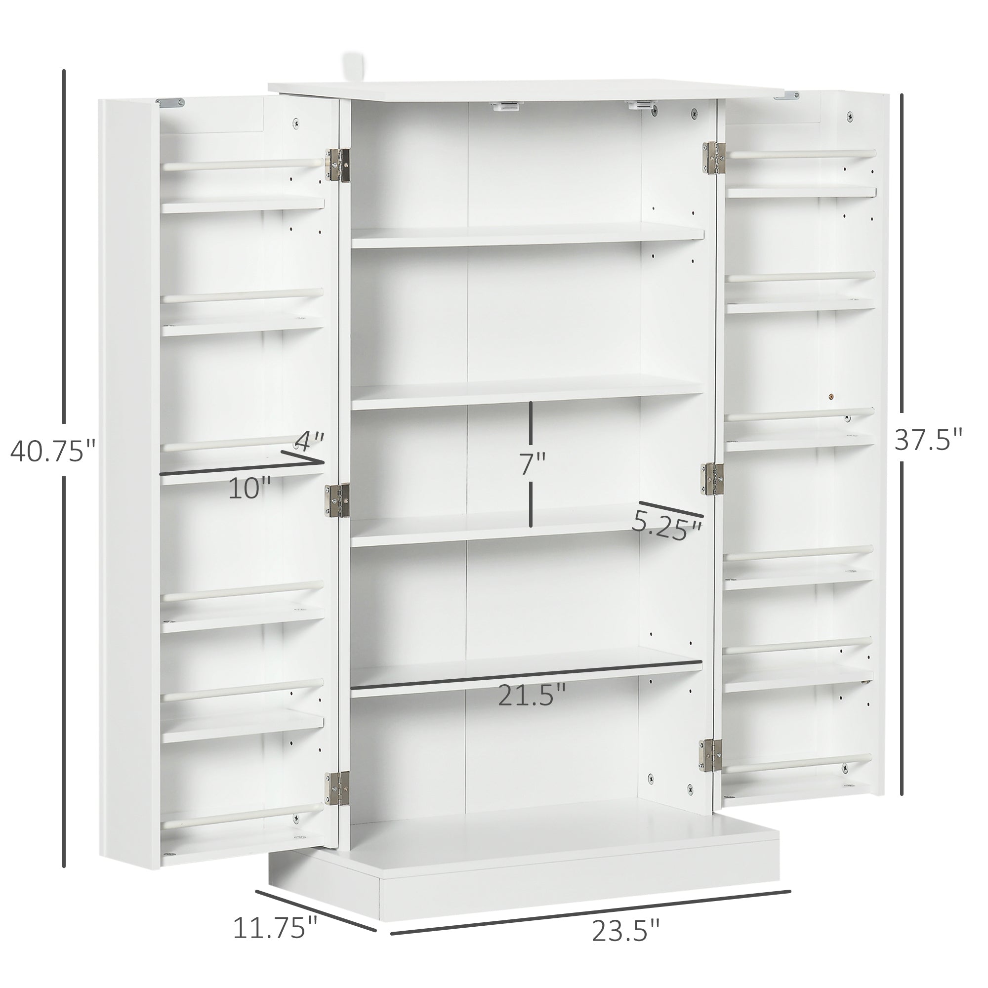 41" Modern Kitchen Pantry Freestanding Storage Cabinet with Double Doors Adjustable Shelves for Living Room - White