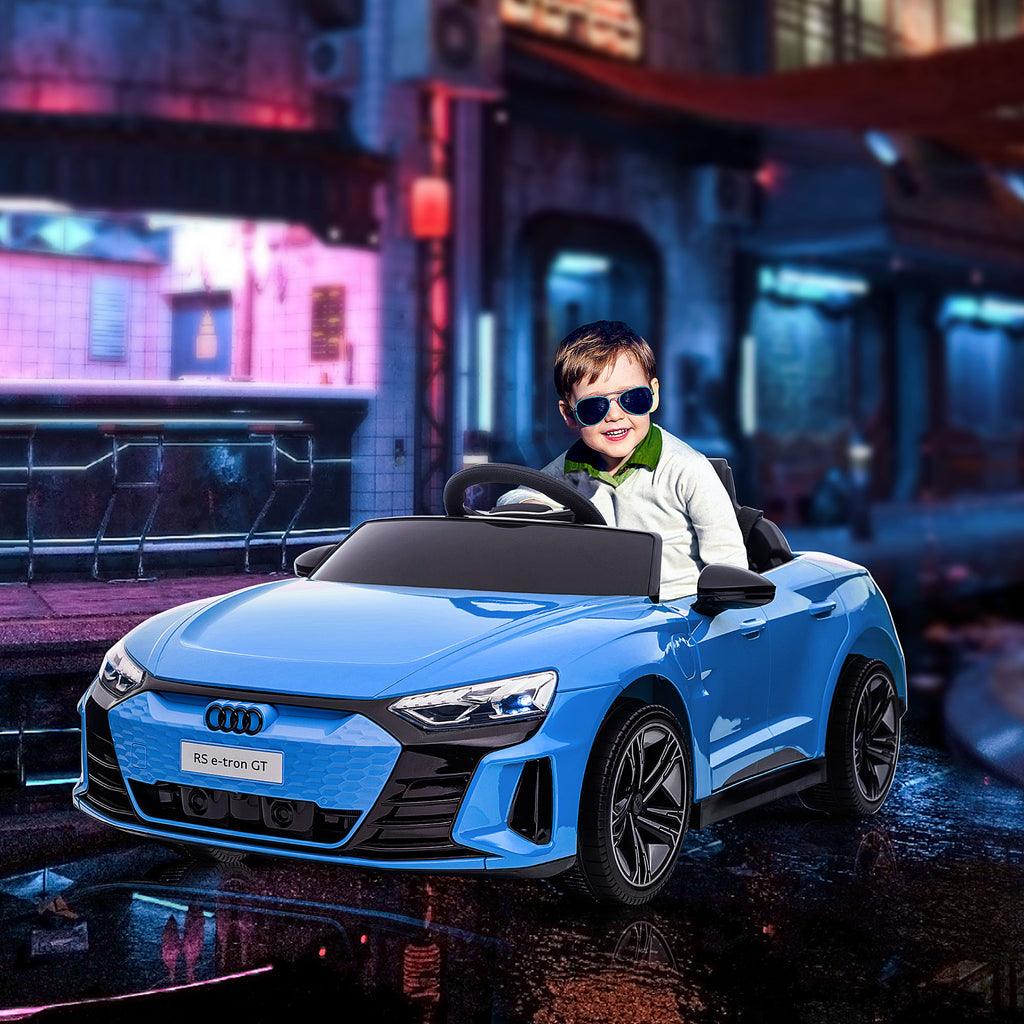 Electric Car for Kids, 12V Licensed RS E-tron GT 3.1 MPH Kids Ride on Car, Ride-on Toy with Remote Control, 4 Suspension Wheels, Horn, Music, Lights, for Boys and Girls, Blue