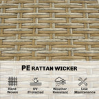 5 Piece Wicker Outdoor Bar Set, Acacia Wood Outdoor High Top Table and Chairs with 3 Tier Shelves, Cushions, Brown