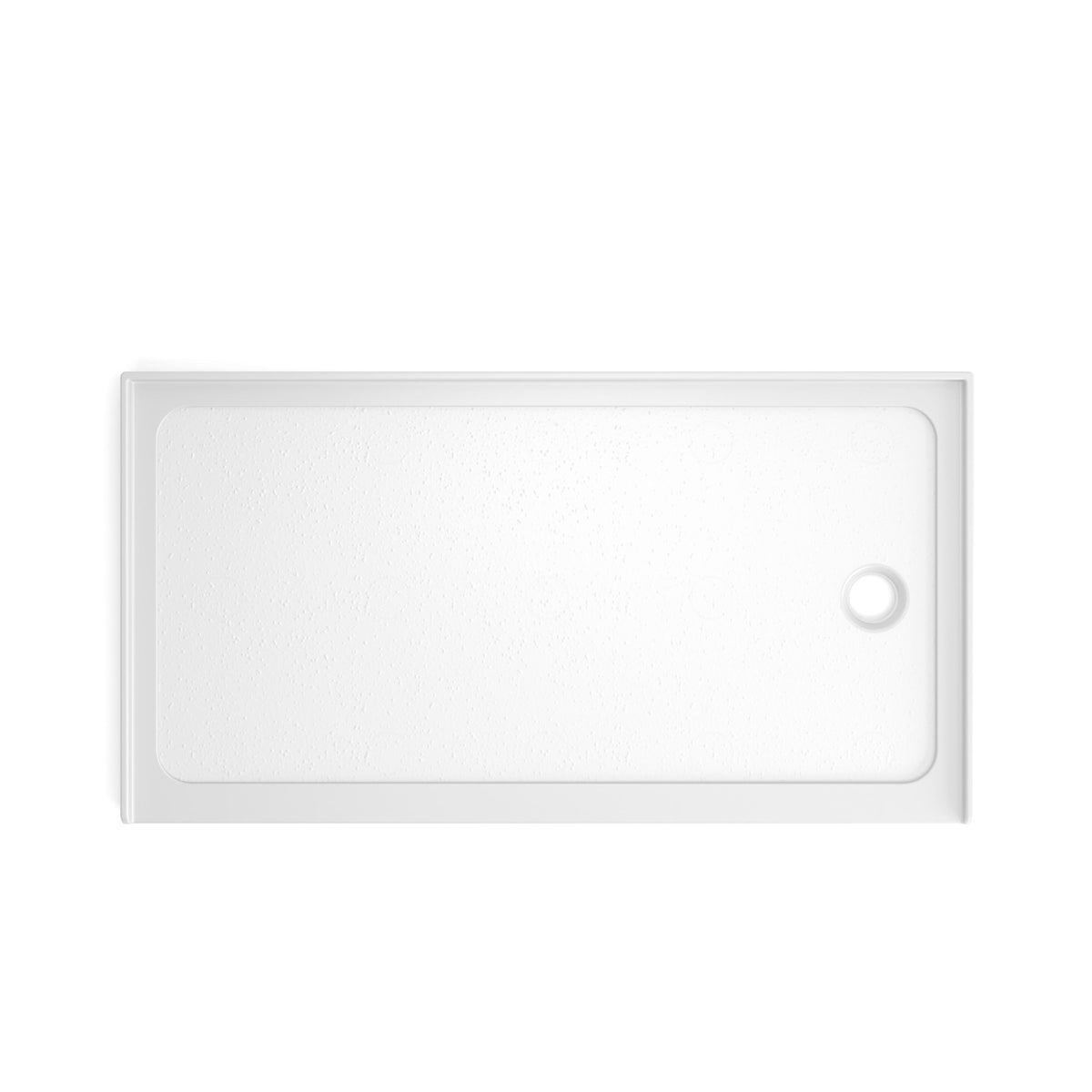 32" x 60" Shower Base with Durable Non-Flex Construction, Acrylic 3-Wall Alcove Shower Pan with Right Drain, 60" L x 32" W x 3" H, Gloss White