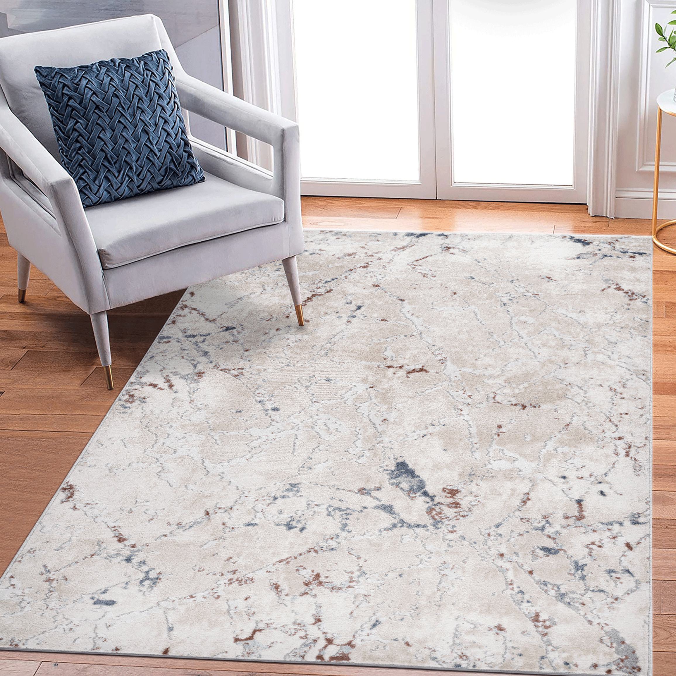 Naar 5x7 Stain-Resistant Rug with Non-Shedding Design and Cotton Backing, Kid and Pet-Friendly Carpet, 90" L x 63" W x 0.35" H, Multicolor