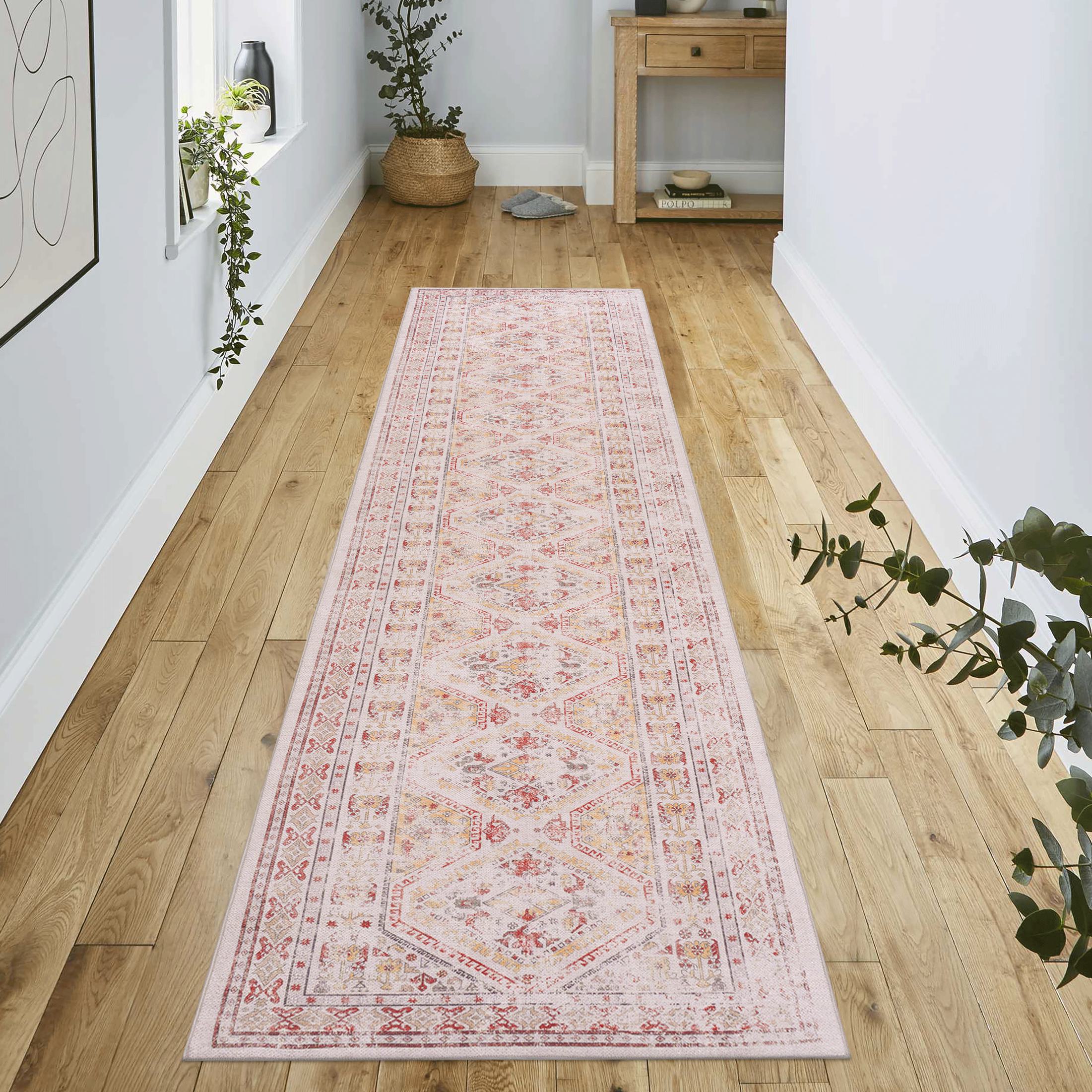 2x10 Non-Slip Machine Washable Area Rug with Low-Pile, Non-Shedding Kid and Pet Friendly Carpet, 30" L x 120" W x 0.15" H, Beige