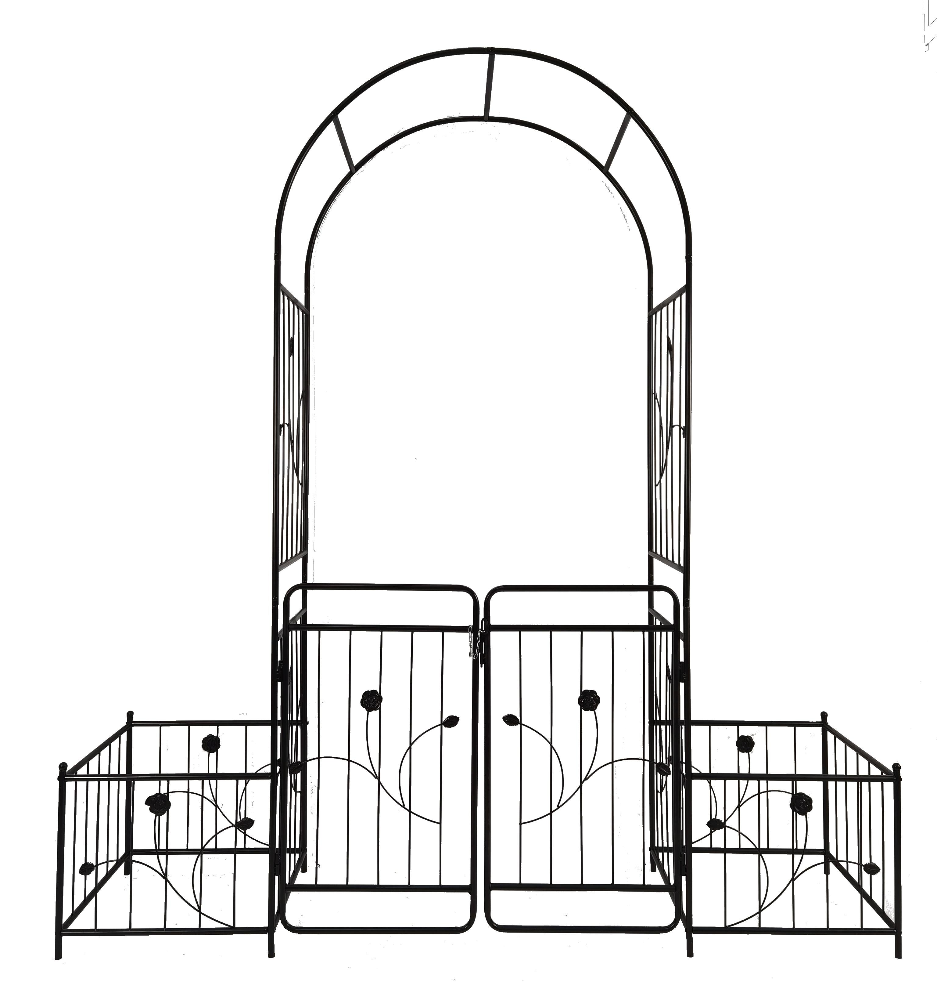 Metal Garden Arch with Anti-Rust Coating, Double Gate Design, Easy Assembled Climbing Plants Support, 79.5" L x 20" W x 86.5" H, Black