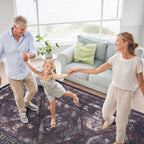 2x10 Low-Pile Non-Slip Non-Shedding Washable Area Rug, Kid and Pet Friendly, Carpet for Living Room, Bedroom, Kitchen, Black+Burgundy