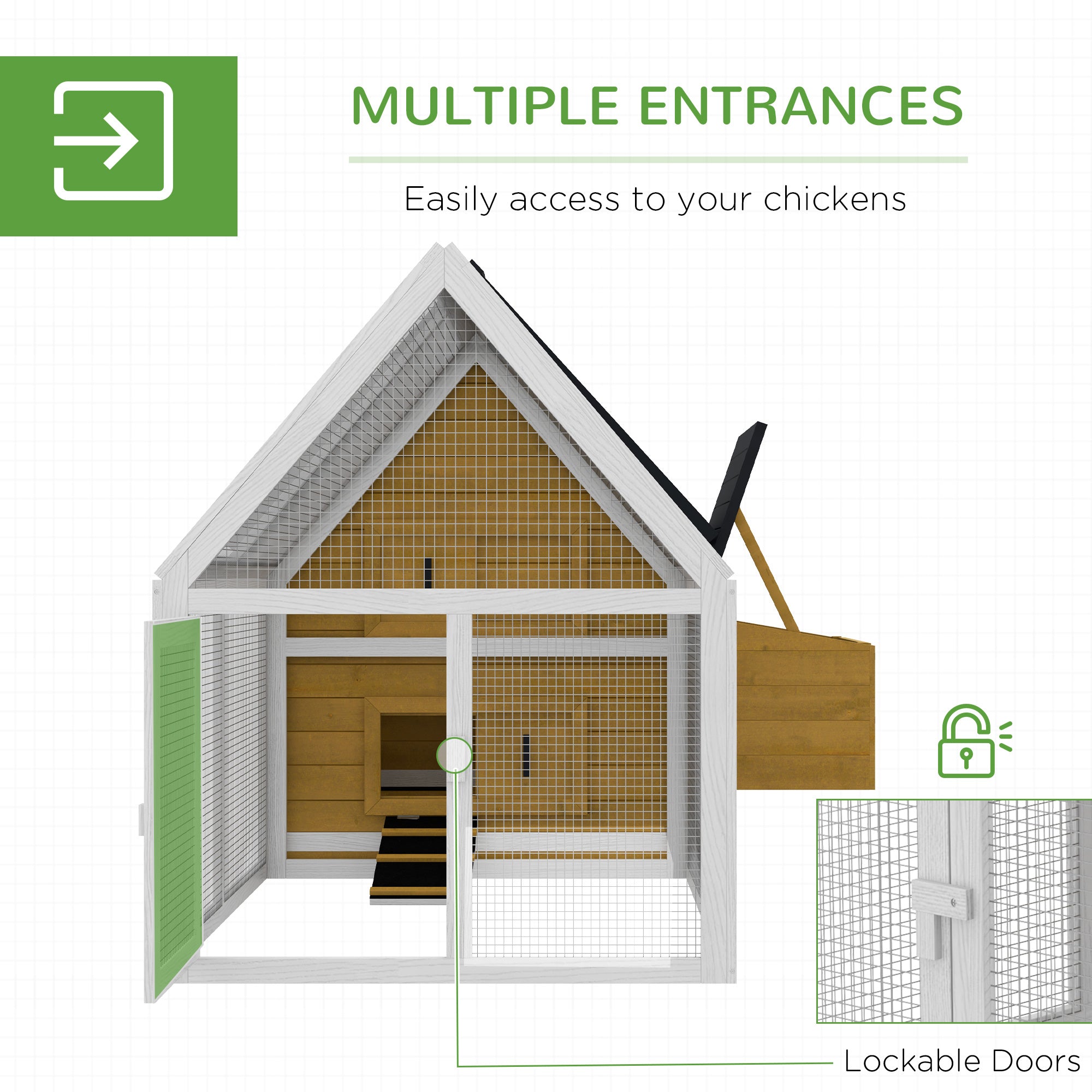 65" Chicken Coop Wooden Chicken House Rabbit Hutch Poultry Cage Hen Pen Backyard with Nesting Box, Ramp, Run, Yellow