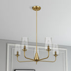 Dazzle Five-Light Chandelier with Clear Seeded Glass, Satin Brass Finish, Elegant and Sophisticated Design, 26.5" L x 26.5" W x 11" H, Clear+Gold