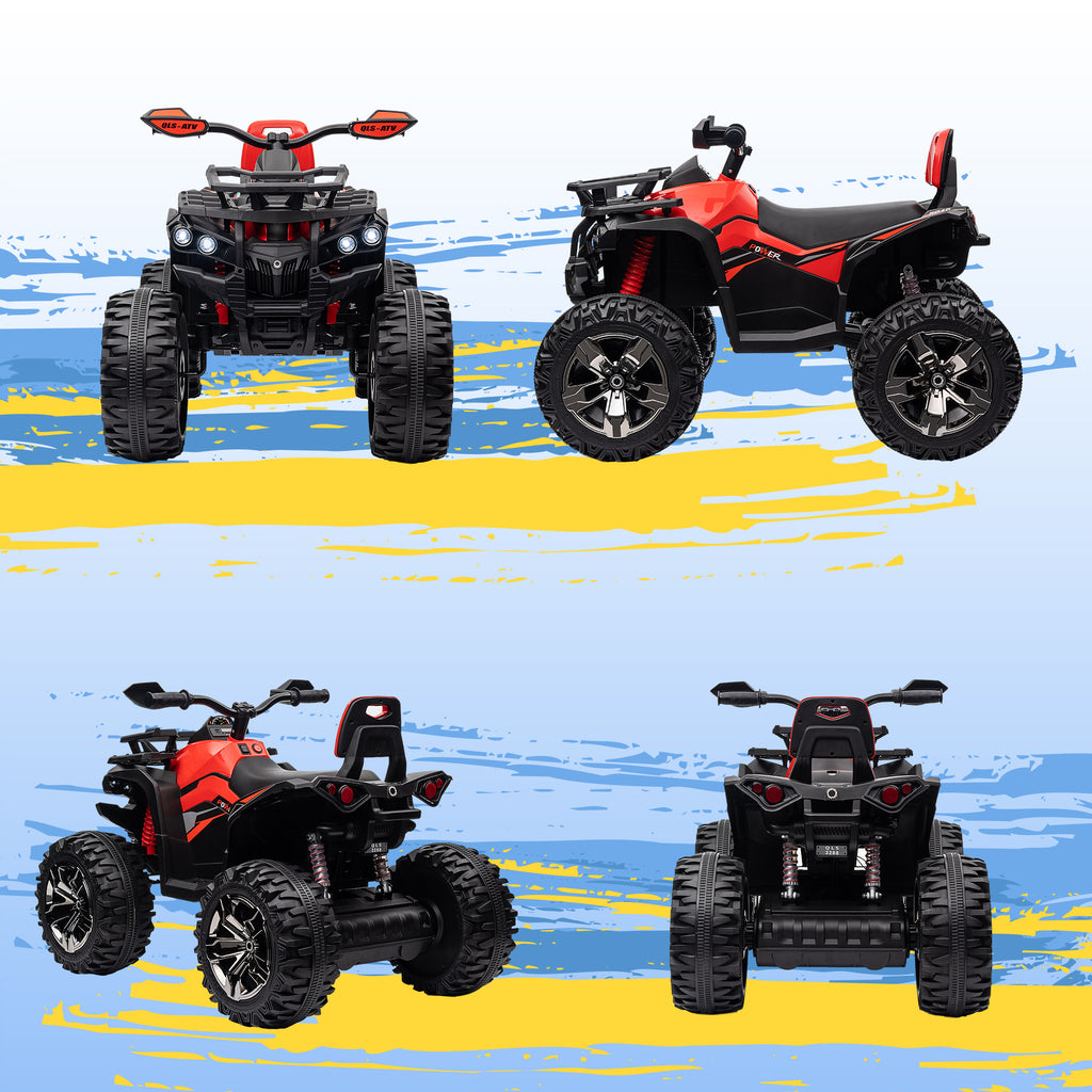 12V 4 Wheeler Kids ATV with Music, Headlights for 37-60 Months Boys and Girls, Red