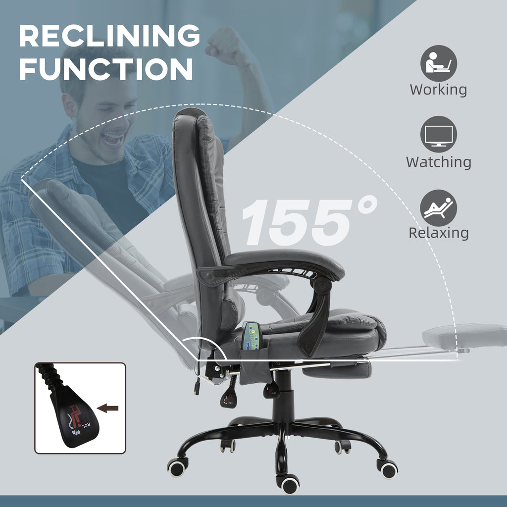 7-Point Vibrating Massage Office Chair High Back Massaging Office Desk Chair with Lumbar Support, Footrest, Gray