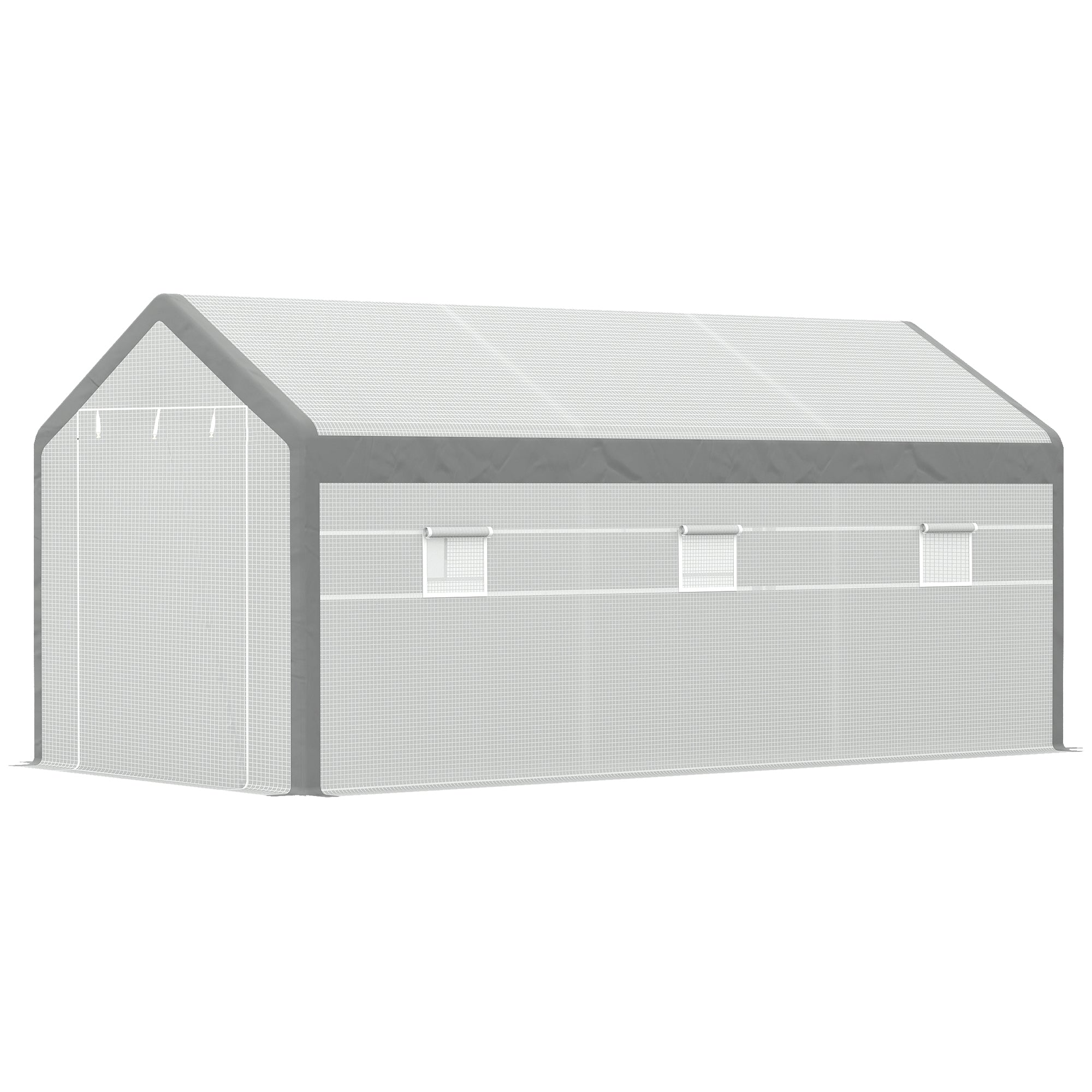 20' x 10' x 9' Walk-in Greenhouse, Outdoor Garden Warm Hot House with 6 Roll-up Windows, 2 Zippered Doors and Weather Cover, White