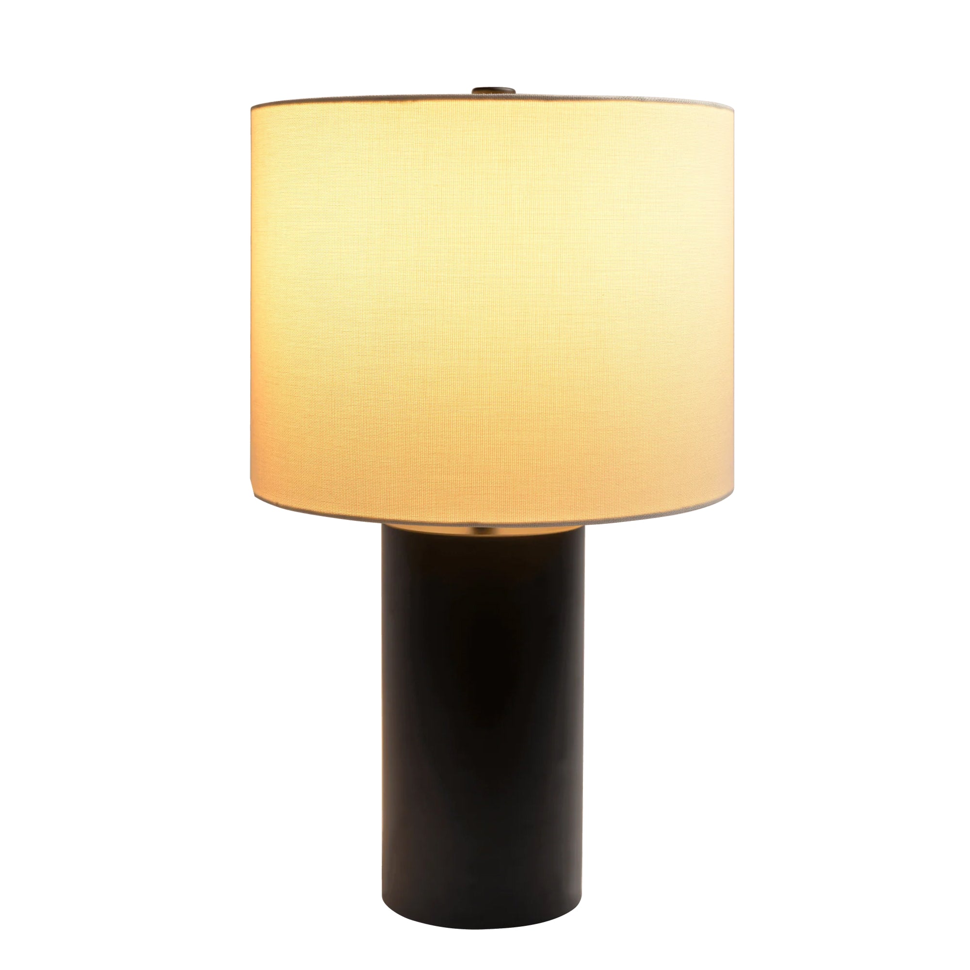 Table Lamp with On/Off Switch, Block Base, Elegant Shade, Perfect for Bedroom, Study, Living Room, 11" L x 19" W x 11" H, Black+White