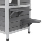 2-story Cat House Outdoor, Weatherproof Wooden Cat Enclosure for Feral Cats with Escape Door, Openable Roof, Jumping Platforms, Gray