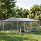 13' x 13' x 6.5' Dog Kennel Outdoor for Small Medium Dogs with Waterproof Roof, Silver