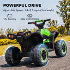 Kids ATV 4 Wheeler, 12V Kids Ride On Toy with Dual Motors, High & Low Speed, Music, Headlights, Up to 3.7 MPH, Green