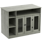 47" Dog Crate Furniture with Storage, for Large Medium Dogs, Gray