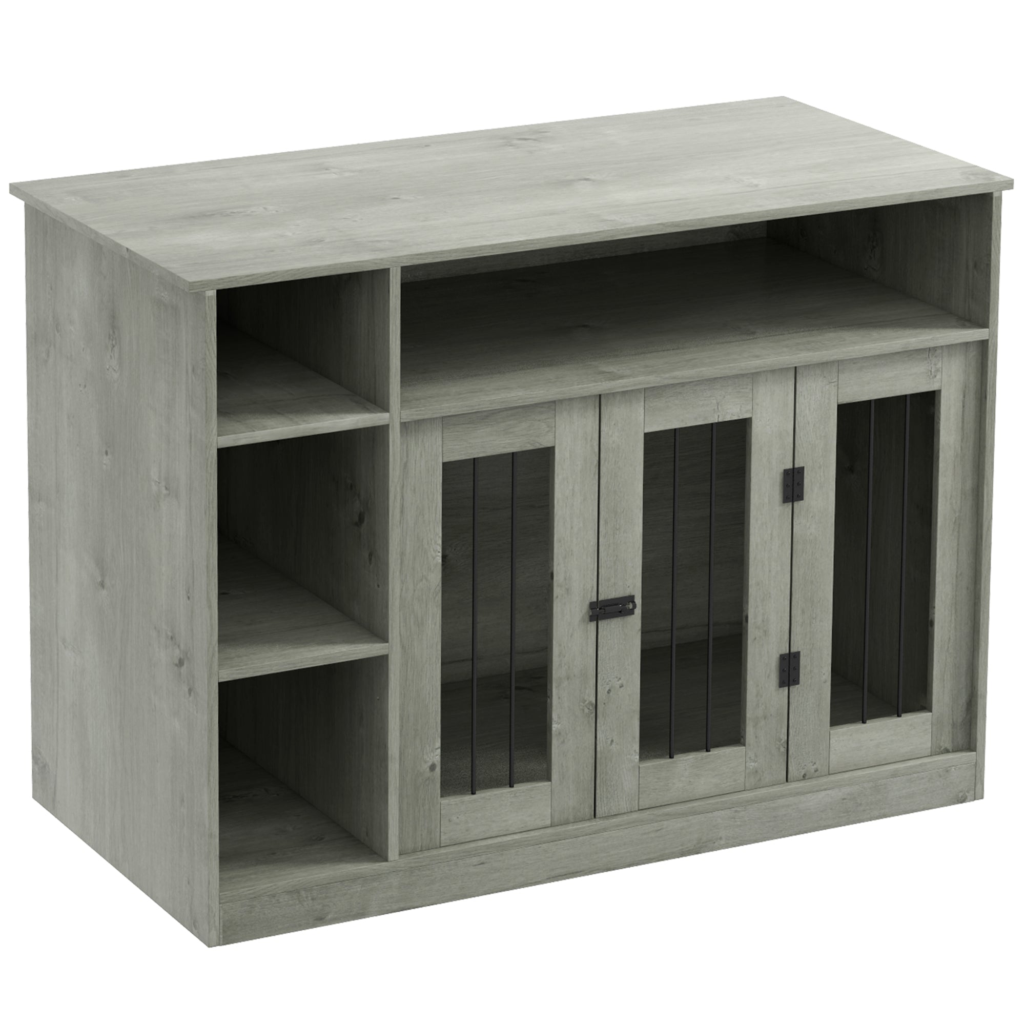 47" Dog Crate Furniture with Storage, for Large Medium Dogs, Gray