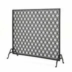 Modern Single Panel Iron Fireplace Screen with Durable Iron Frame, Rustproof Solid Free Standing Fire, 39.5" L x 11.25" W x 35" H, Black