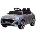 Q8 e-tron Sportback Licensed 12V Battery Powered Kids Electric Car w/ Spring Suspension, Soft Start, Gray
