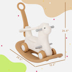 Rocking Horse for Toddlers 1-3 Years, 4-in-1 Baby Rocking Horse with Detachable Balance Board and Push Handle, Brown