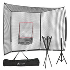 Softball and Baseball Net with Strike Zone, Tee, Caddy, and Portable Carry Bag for Pitching and Hitting Training