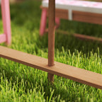 Kids Picnic Table Set with Foldable Umbrella, Removable Cushions & Boxes, Flamingo Theme, Pink
