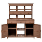 Tall Garden Potting Bench with Hutch & 6 Drawer, Wood Storage Workstation with 3 Shelf & 2 Cabinet, 50'' L x 20.5'' W x 65.5'' H, Brown
