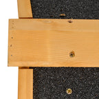 Outdoor Rabbit Cage Elevated Pet House w/ Slide-Out Tray, Natural Wood & Black
