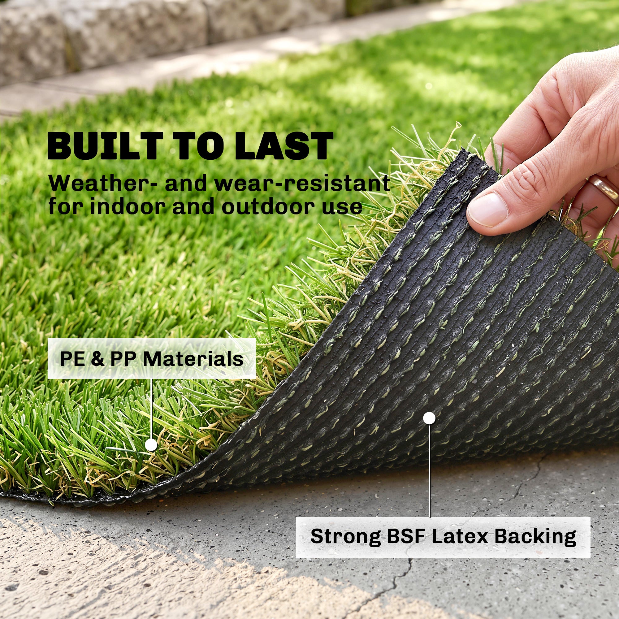 10' x 3' Artificial Grass Turf, Easy-Clean Indoor Outdoor Rug with Drainage Holes, Cut-to-Fit Fake Grass Turf Mat, 1.2" Thick Dogs Pet Synthetic Lawn Carpet for Landscape Backyard Patio