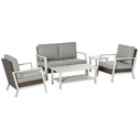 Aluminum Patio Furniture Set, 5 Piece Modern Outdoor Conversation Set with Loveseat Sofa, Chairs, Cushions, Coffee Table & Side Table, Gray