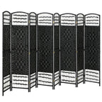 8 Panel Folding Room Divider Portable Privacy Screen Wave Fiber Room Partition for Home Office Black