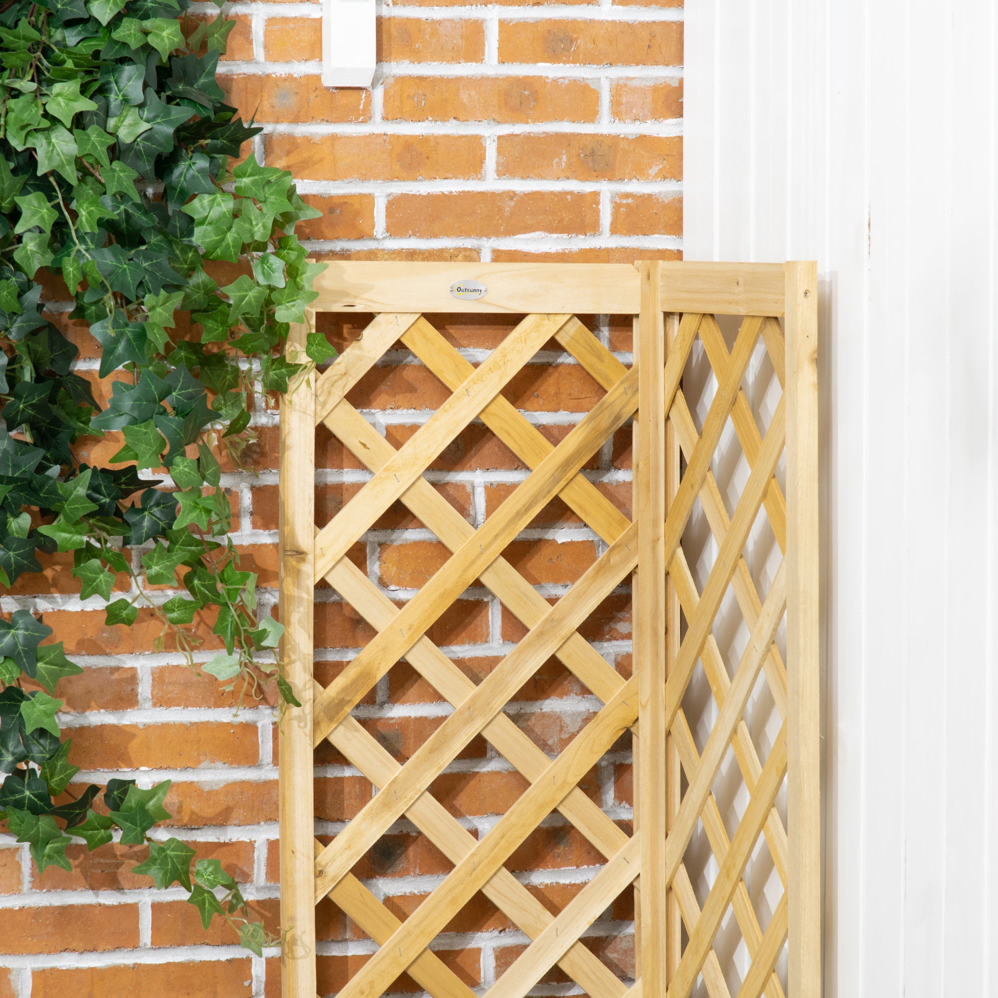 Wooden Raised Garden Bed, Planter with Trellis for Vine Climbing and Vegetables, Herbs and Flowers Growing, Natural