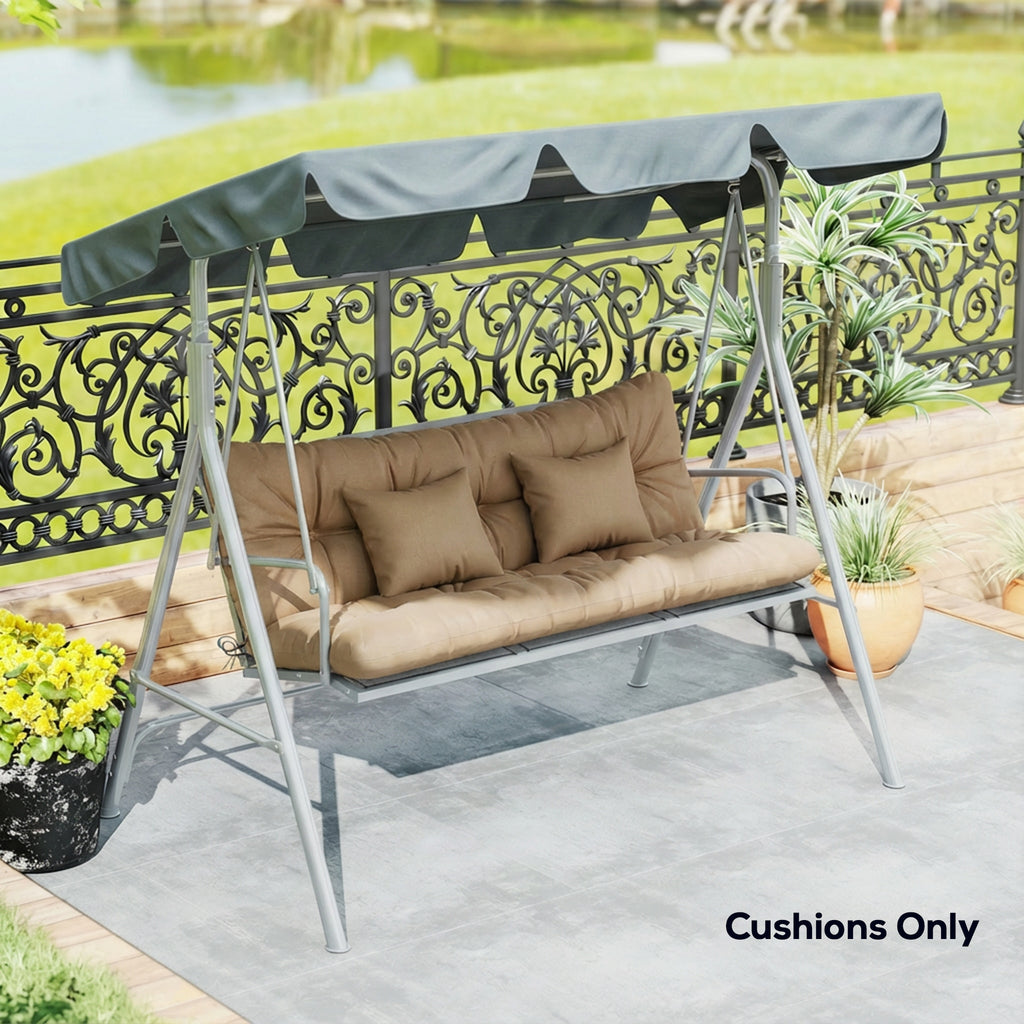 4-Piece Back and Seat Cushion Pillows Replacement and Pillows, Patio Chair Cushions Set with Ties, khaki