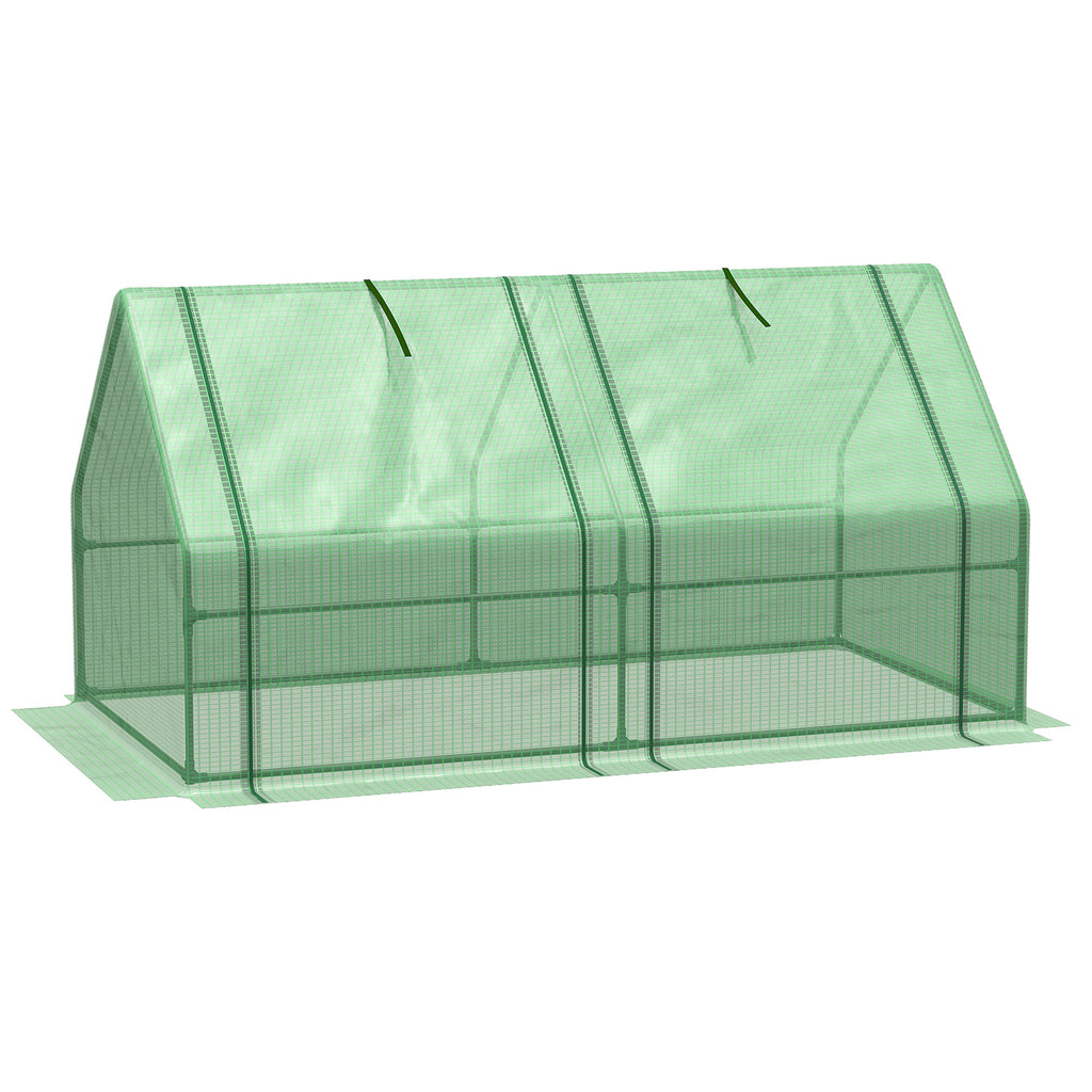 Portable Mini Greenhouse, Outdoor Garden with Large Zipper Doors and Water/UV PE Cover, 5.9' x 3' x 3', Green