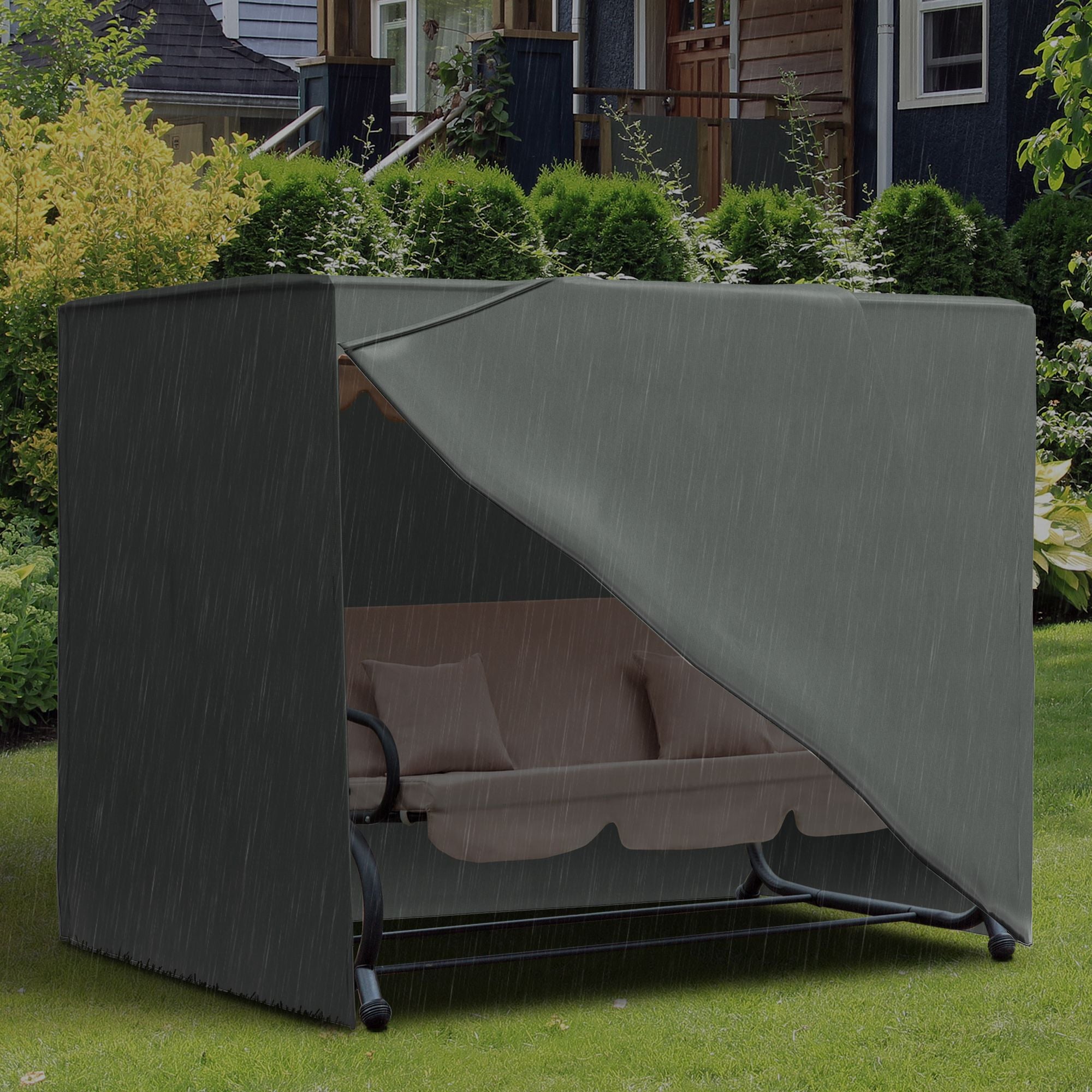 Outdoor Patio Hammock Porch Swing Cover with UV, Water, & Dust Fighting Material, 81" x 49" x 65", Gray