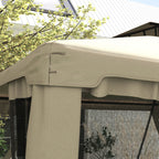 9.6' x 11.6' Patio Gazebo Outdoor Canopy Shelter with 2-Tier Roof and Netting, Steel Frame for Garden, Taupe