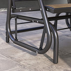 Outdoor Glider Chair, Steel Swing Chai with Curved Armrests for Porch, Garden, Poolside, Balcony, Brown