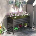Galvanized Raised Garden Bed, Metal Planter Box with Legs, Storage Shelf and Bed Liner, Dark Gray